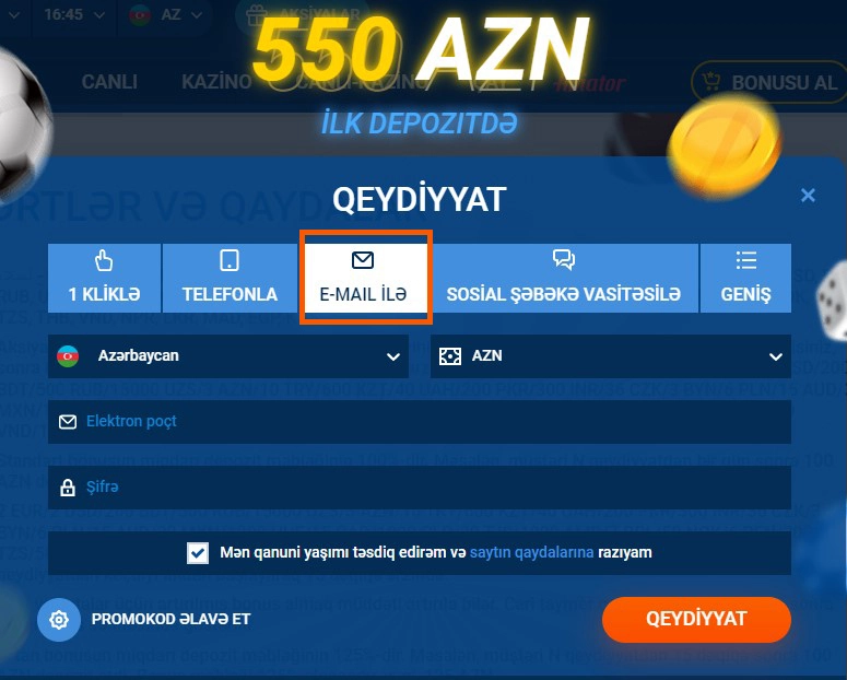 Mostbet E-poçt ilə qeydiyyat